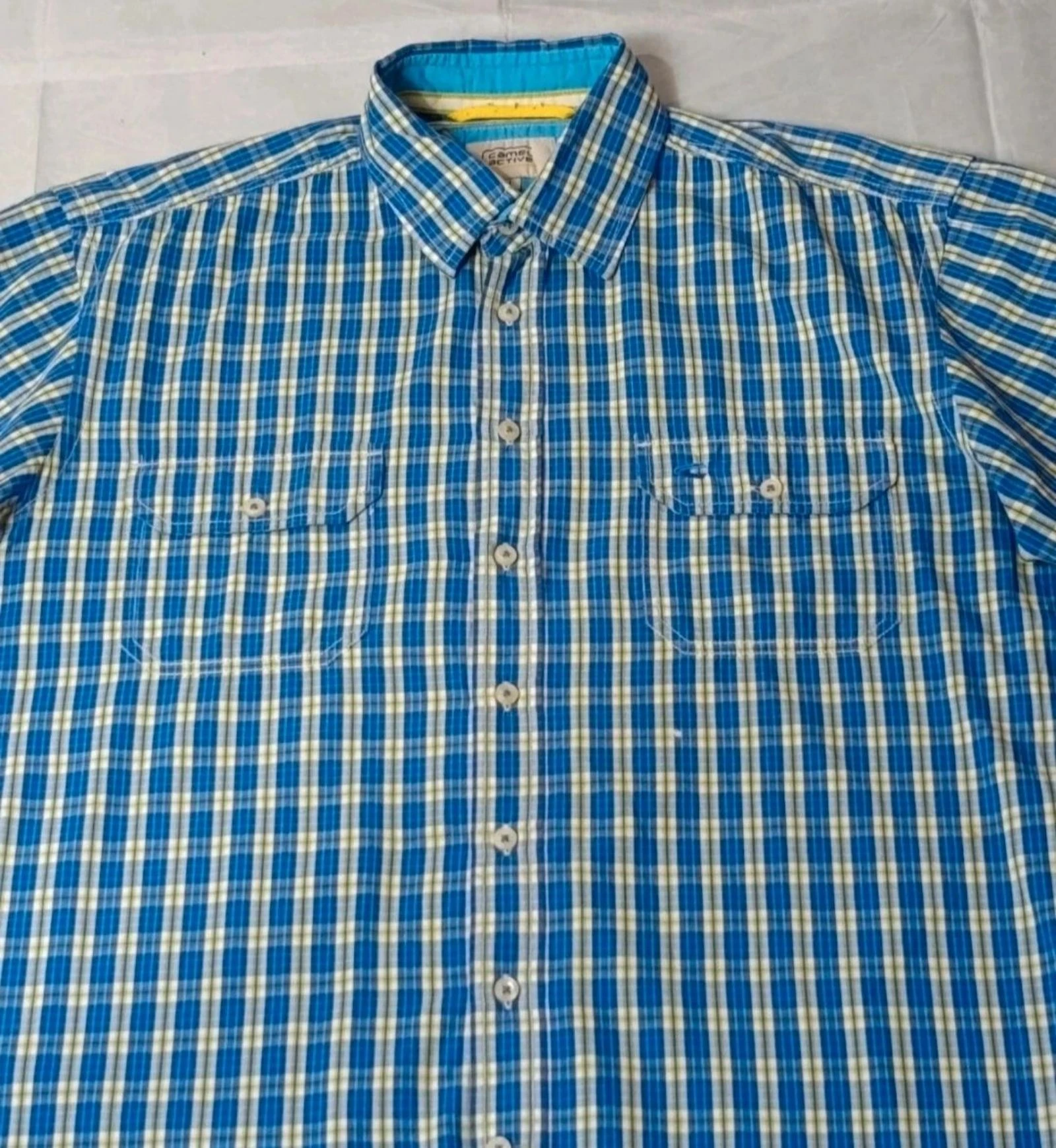 Camel Active men's short Sleeve Blue/white 100% cotton Size L